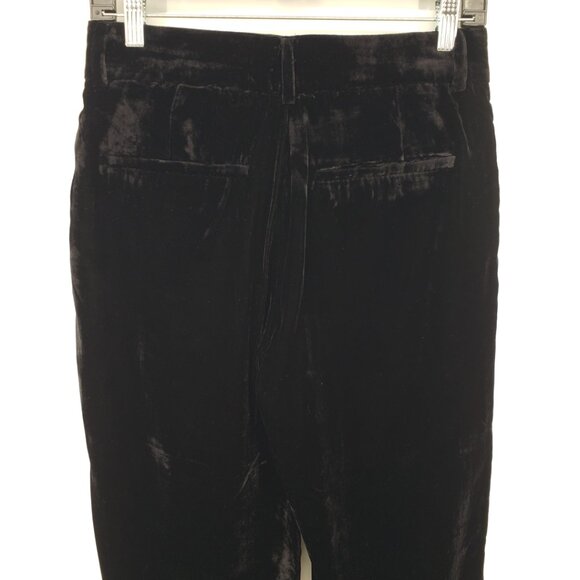 Zara Velvet High Rise Trouser Pants XS Womens Straight Leg Black‎ - Picture 7 of 9